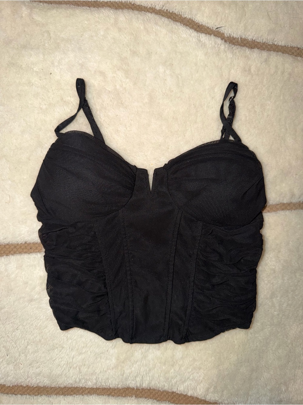 Dylan Ryan Women’s Large Black Ruched Corset Bustier Crop Top